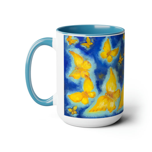 Golden butterflies  Two-Tone Coffee Mug