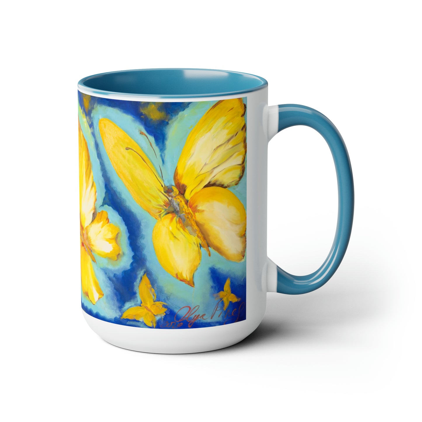 Golden butterflies  Two-Tone Coffee Mug