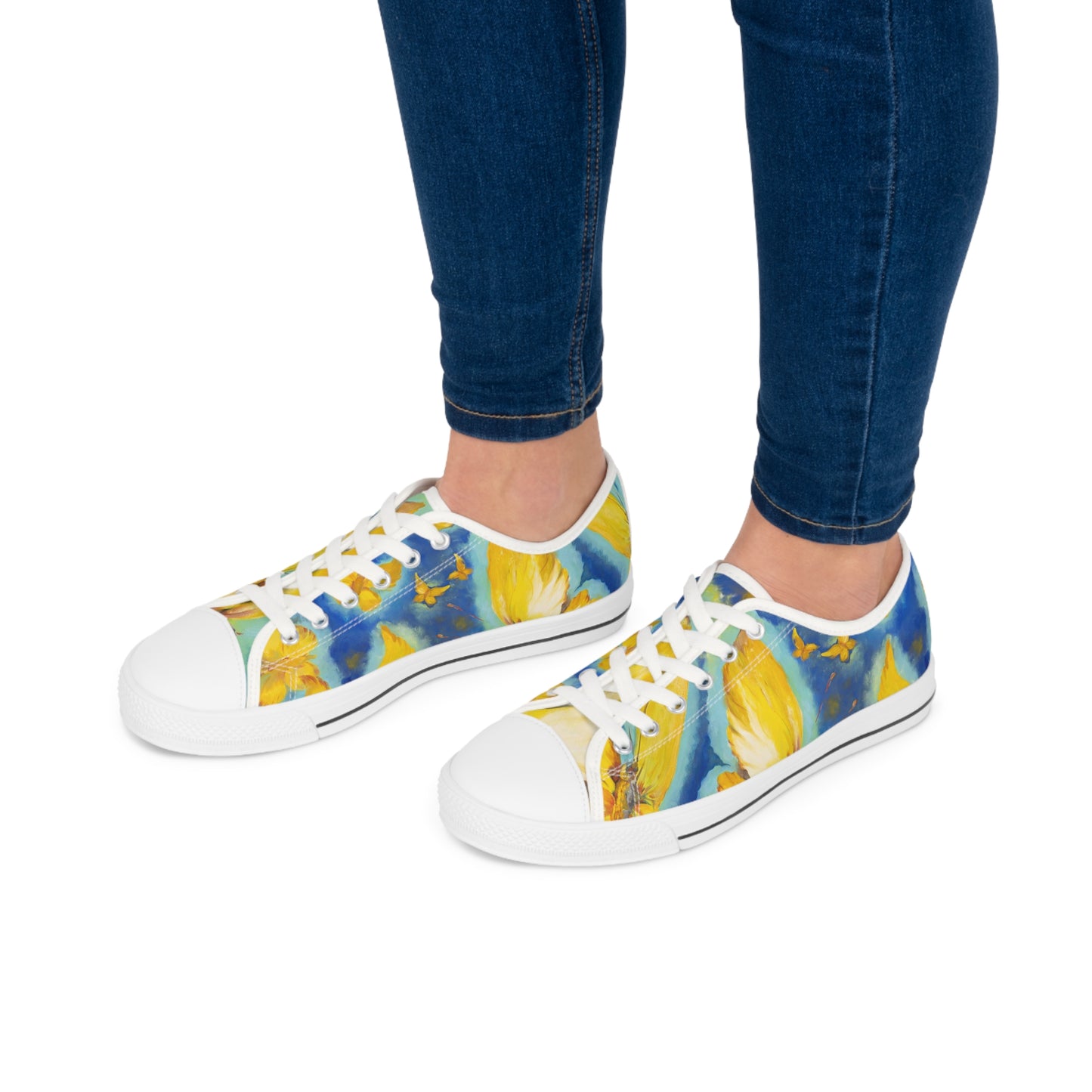 Golden Butterflies of Hope  - Women's Low Top Sneakers