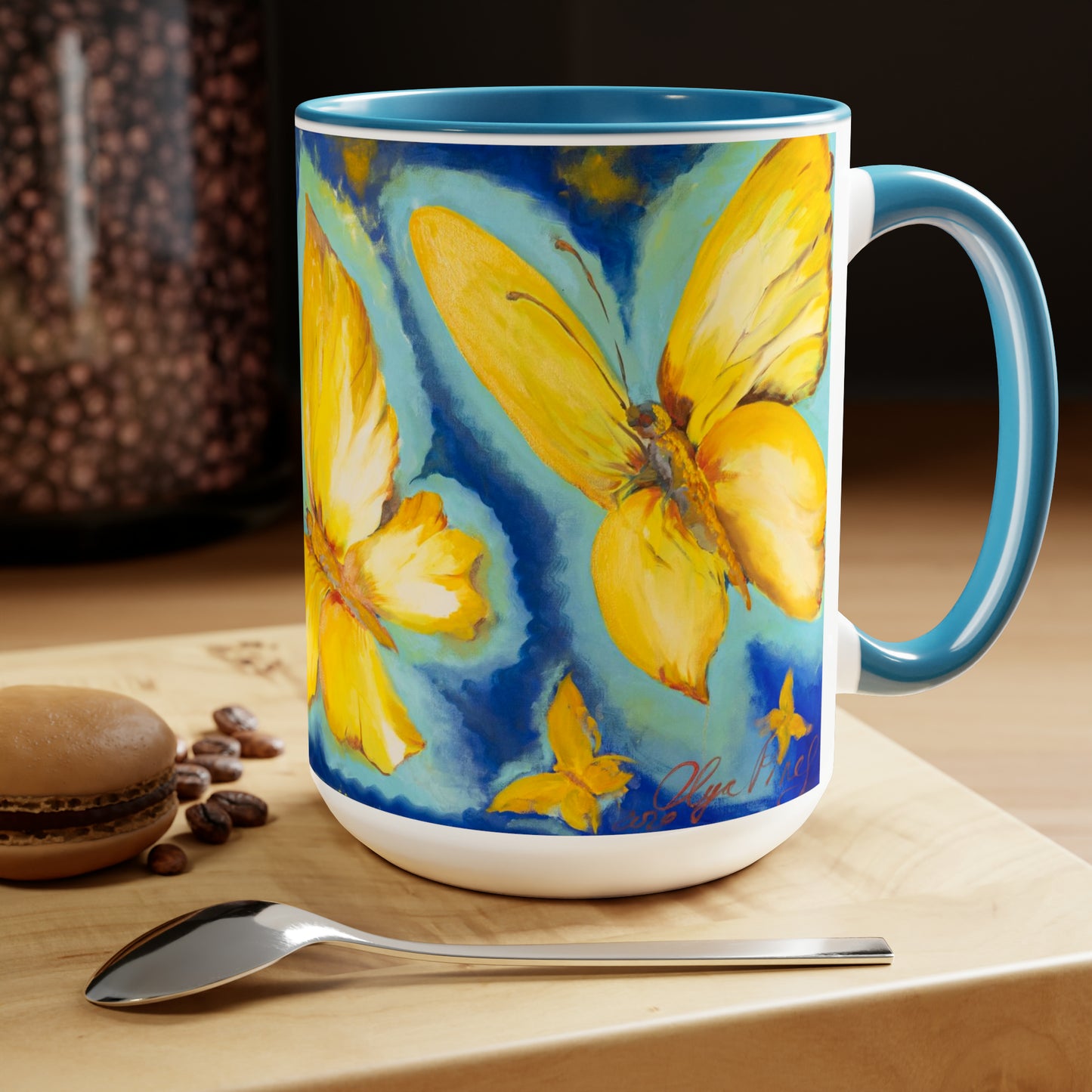 Golden butterflies  Two-Tone Coffee Mug